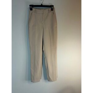 HM Womens Beige High Waisted Tapered Dress Pants Slim Fit Trousers Size 2